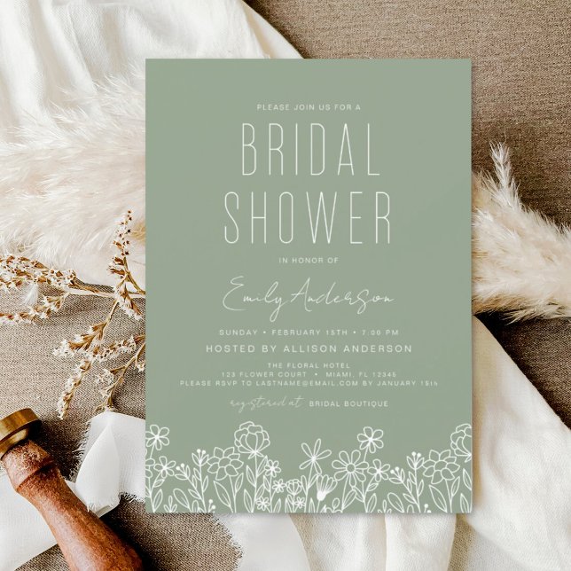 Budget Sage Green Wildflower Bridal Shower Elegant (Creator Uploaded)