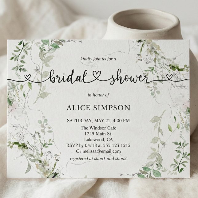 Budget Sage Greenery Botanical Bridal Shower Invitation Postcard (Creator Uploaded)