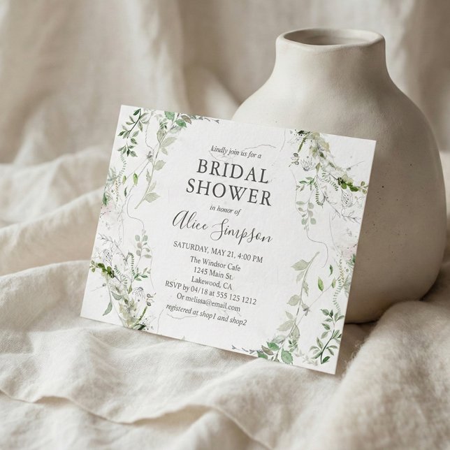 Budget Sage Greenery Bridal Shower Invitation Postcard (Creator Uploaded)