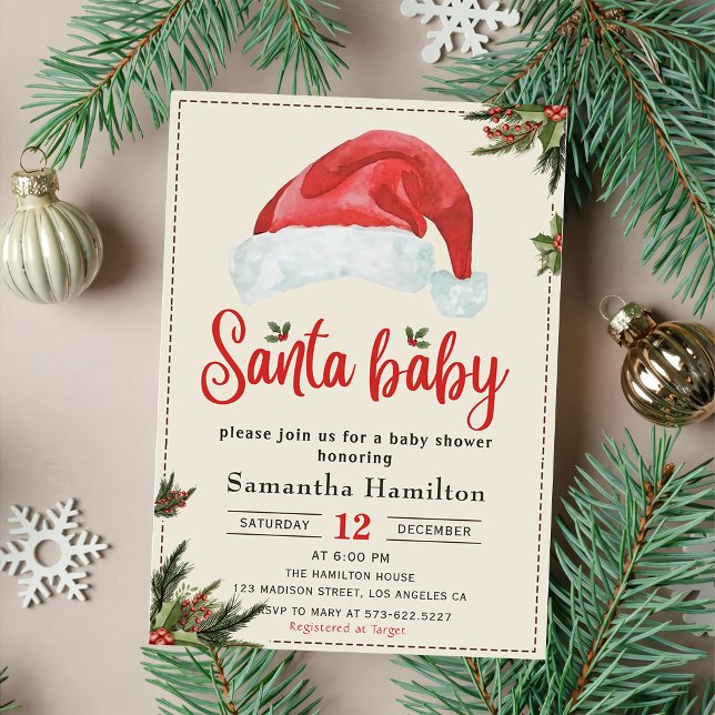 Budget Santa Baby Christmas Baby Shower Invitation (Creator Uploaded)