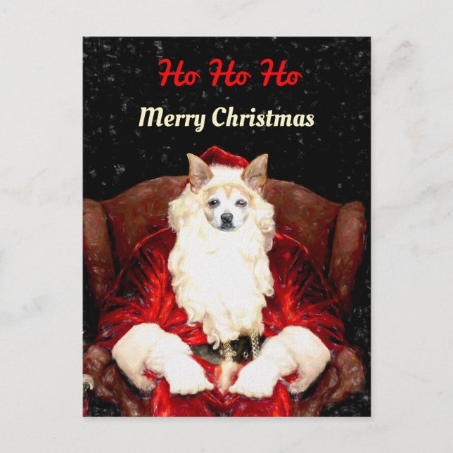 Budget Santa Chihuahua Dog Red Funny Cute Holiday Postcard (Front)