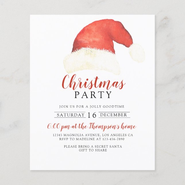 BUDGET Santa Claus Hat Rustic Red Christmas Party (Front)