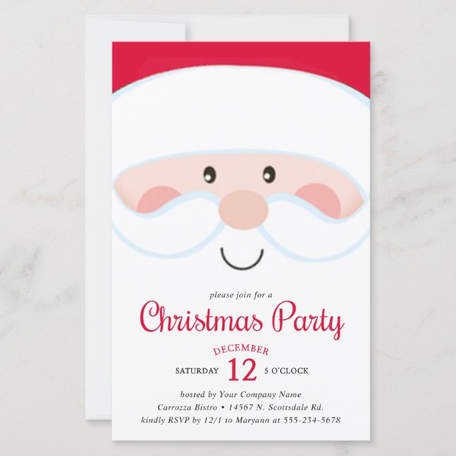 Budget Santa Company Christmas Party Invite (Front)