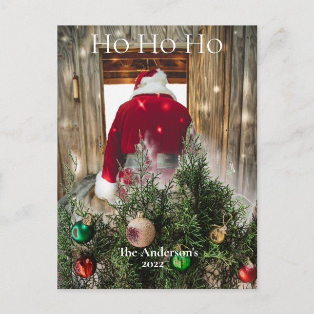Budget Santa Ho Ho Ho Ornaments Postcard (Front)