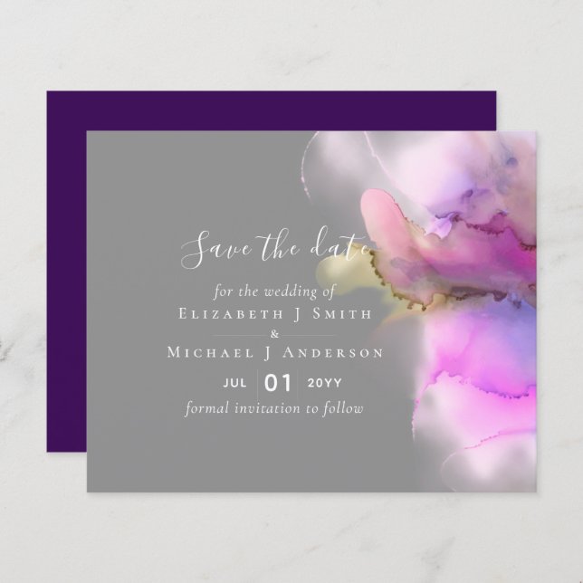 BUDGET Save Dates Technicolor Watercolor Wedding (Front/Back)