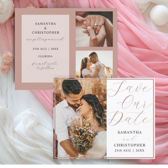 Budget Save Our Date Rose Gold Photo Wedding (Creator Uploaded)
