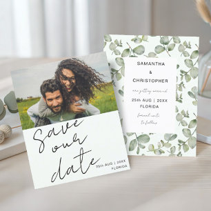 Budget Save Our Date Sage Green Photo Wedding