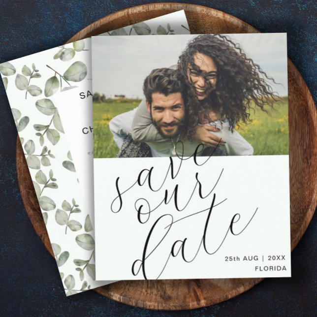 Budget Save Our Date Sage GreenPhoto Wedding (Creator Uploaded)