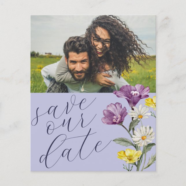 Budget Save Our Date Wildflower Photo Wedding (Front)