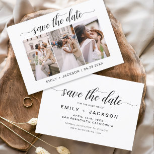 Budget Save the Date 3 Photo Elegant Modern Flyer