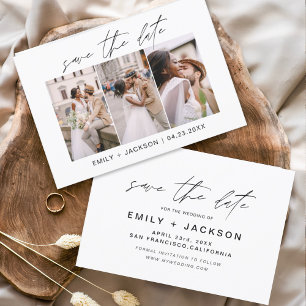 Budget Save the Date 3 Photo Elegant Modern Flyer