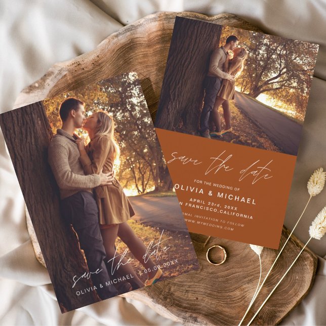 Budget Save the Date Burnt Orange Wedding Photo (Creator Uploaded)