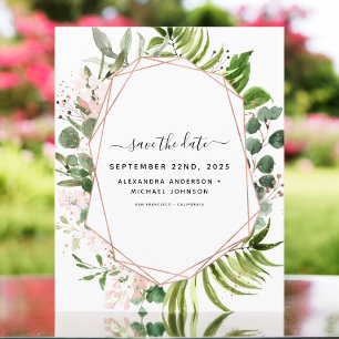 Budget Save the Date Eucalyptus Greenery Geometric