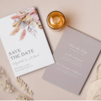 Budget Save The Date Pampas Grass Chic Boho Floral
