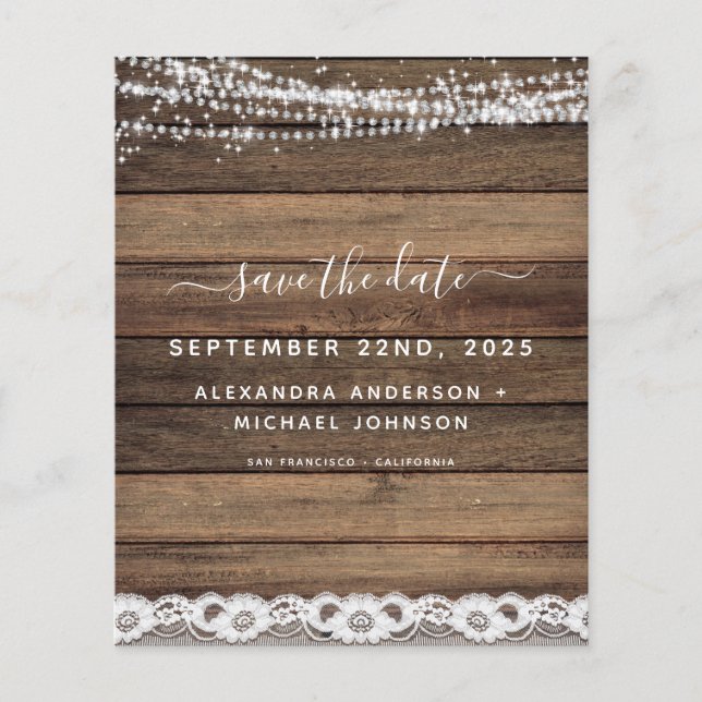 Budget Save the Date Rustic Farmhouse Flyer (Front)