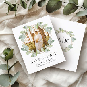 Budget Save the Date Sage Green Eucalyptus Wedding