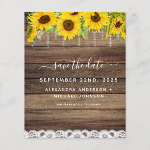 Budget Save the Date Sunflower Rustic Invitation Flyer