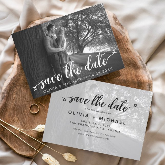 Budget Save the Date White Handwritten Photo (Creator Uploaded)