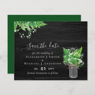 Budget Save the Dates Greenery Ferns Wedding