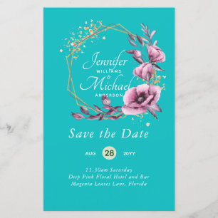 BUDGET Save The Dates Magenta Floral Wreath