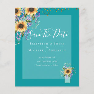 BUDGET SAVE THE DATES Rustic Sunflowers Purple Flyer