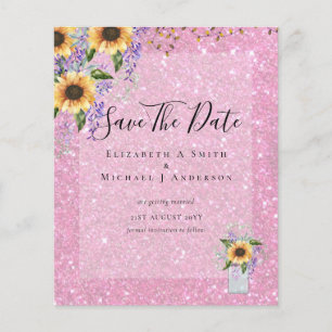 BUDGET SAVE THE DATES Rustic Sunflowers Purple Flyer