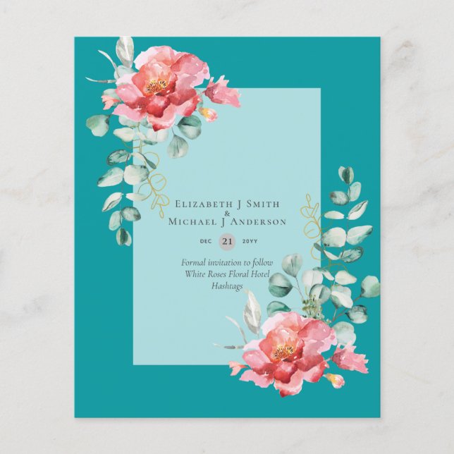 BUDGET SAVE THE DATES - White Roses Floral Flyer (Front)
