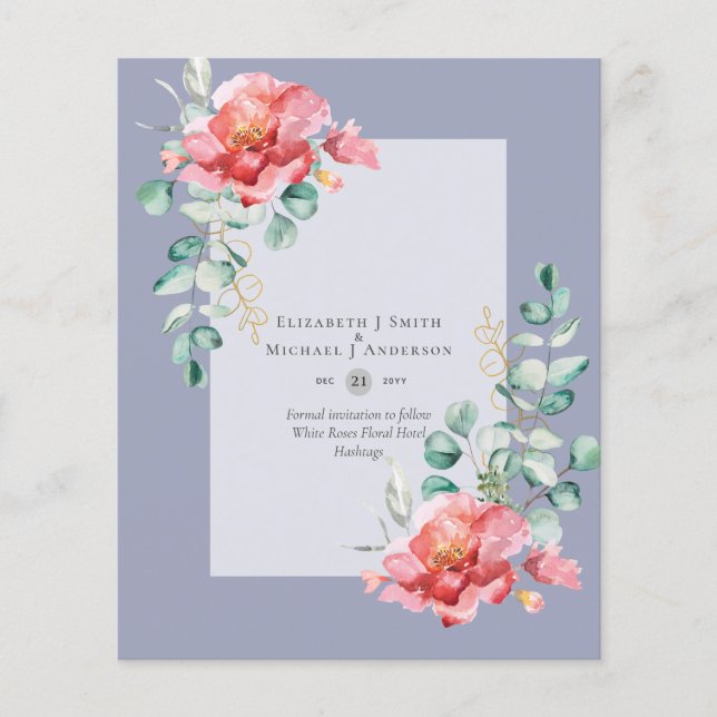 BUDGET SAVE THE DATES - White Roses Floral Flyer (Front)