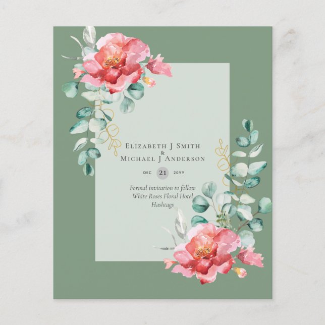 BUDGET SAVE THE DATES - White Roses Floral Flyer (Front)