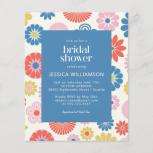 Budget Scandi Boho Folk Flower Blue Bridal Shower