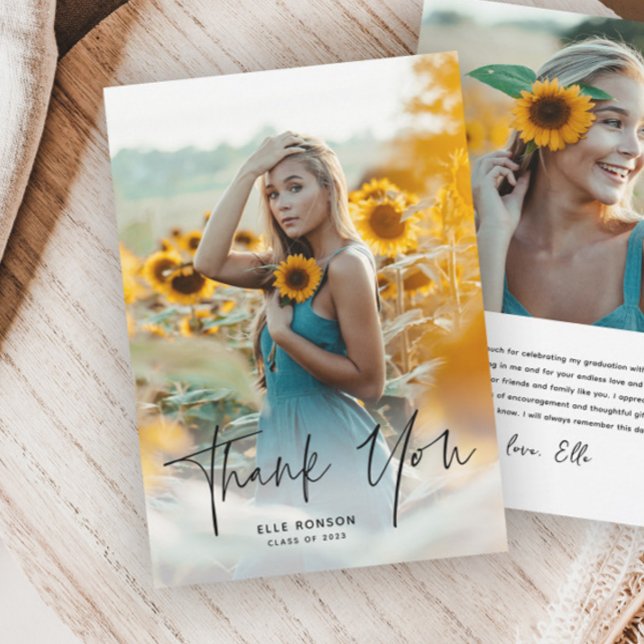 Budget Script 2 Photo Graduation Thank You Card (Creator Uploaded)