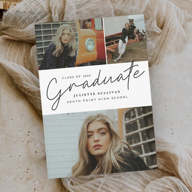 Budget Script 3 Photo Graduation Party Invitation (Creator Uploaded)