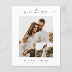 Budget Script 3 Photo Wedding Save the Date Card