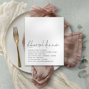 Budget Script Black White Rehearsal Dinner Invite