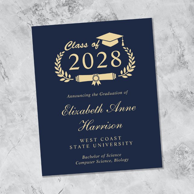 Budget Script Blue College Graduation Announcement (Creator Uploaded)