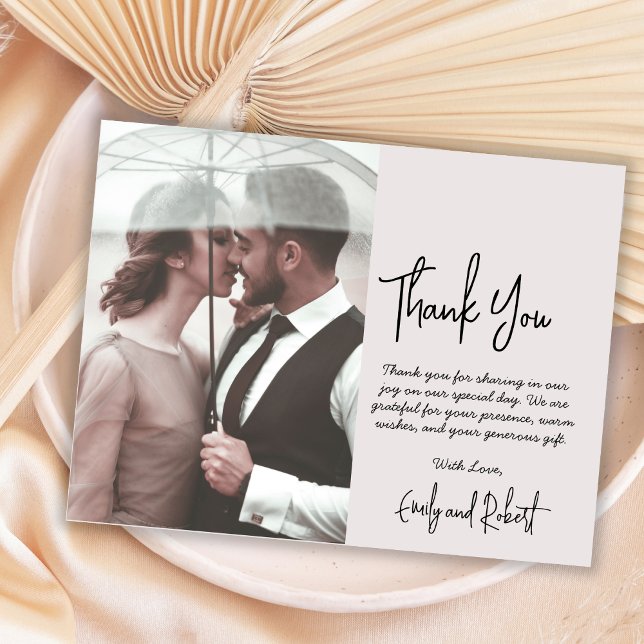 Budget Script Cream Photo Wedding Thank You Flyer (Creator Uploaded)
