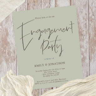 Budget Script Engagement Party Sage Green Invite