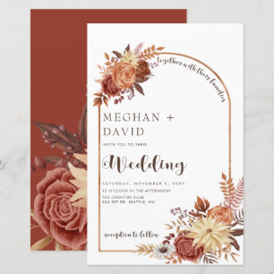 Budget Script Fall Arch Wedding Invitation