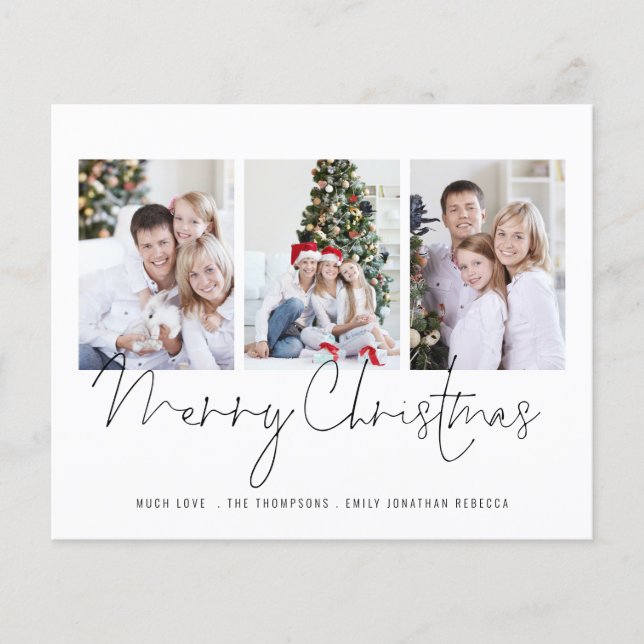 BUDGET Script Family 3 Photos Merry Christmas  (Front)