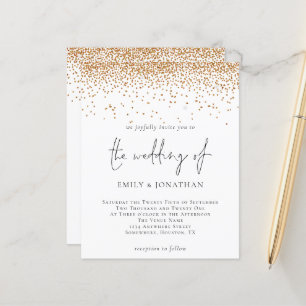 Budget Script Gold Glitter Wedding Invitation