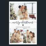 Budget Script Heart 3 Photo Collage Christmas Card<br><div class="desc">Budget Elegant Black and White Modern Heart Script 3 Photo Collage Merry Christmas Script Holiday Thin Card. Note: thinner than postcard! This festive, minimal three (3) photo holiday card template features a pretty photo collage, a little heart doodle and says Merry Christmas! The „Merry Christmas” greeting text is written in...</div>