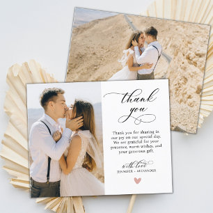 Budget Script Heart Photo Wedding Thank You Flyer