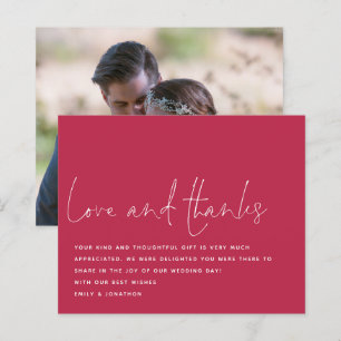 Budget Script Love Thanks Photo Wedding Magenta