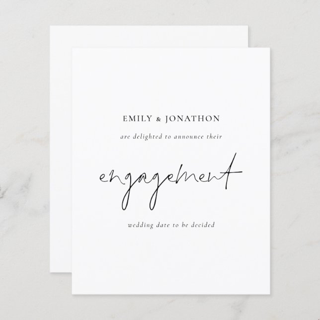 Budget Script Minimalist Engagement Announcement (Front/Back)