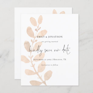 Budget Script Peach Tinted Foliage Save The Date
