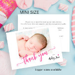 Budget script photo baby shower thank you card<br><div class="desc">Trendy modern minimal bright pink typography script boy baby shower budget affordable small thank you card template personalised with newborn baby photo and your text.</div>