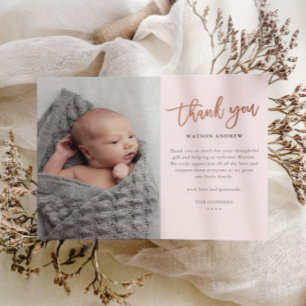 Budget Script Photo Baby Thank You Card