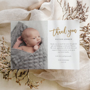 Budget Script Photo Baby Thank You Card