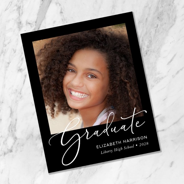 Budget Script Photo Black Graduation Announcement (Creator Uploaded)