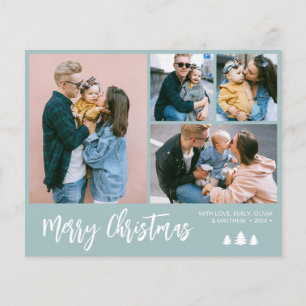 Budget Script Photo Collage Pine Christmas Holiday Flyer